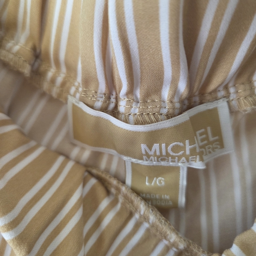 Michael Kors PJ Pants Size Large Stripes Tan NWT $110 - Picture 6 of 8